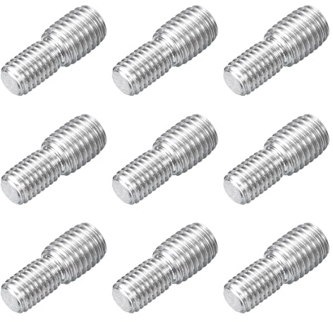 QUARKZMAN 9pcs Boulon à Tige Filetée Double Extrémité M10x15mm à M12x15mm | en Acier Inoxydable 304, Réducteur de Filetage Adaptateur Goujon, pour Assemblage Meubles et Machines Fixation