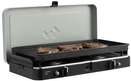 CADAC - 2 Cook 3 Pro Deluxe - barbecue - Barbecues portables - Surface de | cuisson en acier inoxydable - Incl. Housse de protection - Camping - Les incontournables du barbecue - Gris Vert