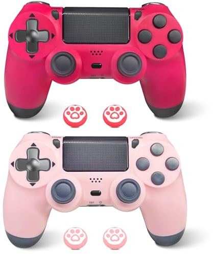 MOTYCTCH Wireless Controller for P4,P4 Pro Controller Wireless for P4 Slim/Pro/PC Console，Bluetooth Gamepad Joystick Dual-shock 4 With Touch Pad/Dual Vibration/Motion Control (Hot Pink+Pink)