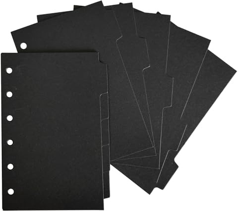 DY.2ten 10 Fogli Divisori Raccoglitori ad Anelli A7 in Carta, Divisorio Pagina Indice Tab, Cartoncini Separatori Nero，per 6 Fori Quaderni ad Anelli, per Scuola o Ufficio