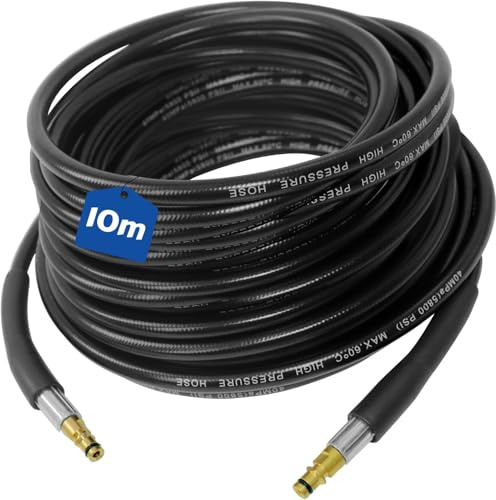 10m High Pressure Washer Hose, Compatible with Karcher K2 K3 K4 K5 K6 K7 High Pressure Jet Washers, Heavy Duty Replacement Hose with Click Plug Quick Connector