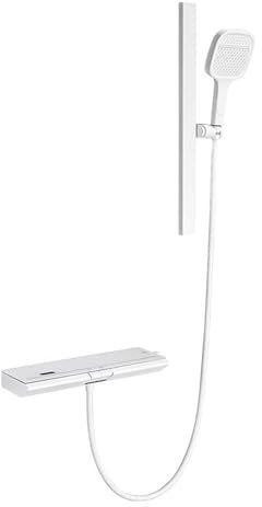 XJTNLB Badewannenarmatur Wasserfall mit Brause Mischbatterie Dusche Thermostat Weiß mit Temperaturanzeige