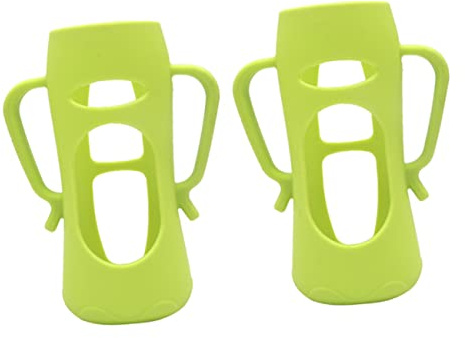 Silikon Babyflaschenhülle 2 Stück Grün Flexibel und Dehnbar Schutz für Babyflaschen und Milchflaschen für Zuhause