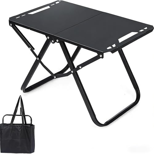 Heimlyn Campingtisch, Leichter Aluminiumlegierungs-klappbarer Klapptisch, Kleiner Campingtisch für Outdoor-Picknick, BBQ, Angeln und Gartengebrauch, Picknicktische Schwarz
