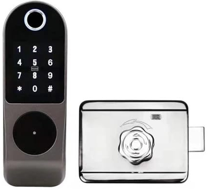 Serratura elettronica con impronta digitale, impermeabile, senza fili, con codice digitale, RFID, Tuya, Wi-Fi, for cancello e giardino(Tuya with remote)