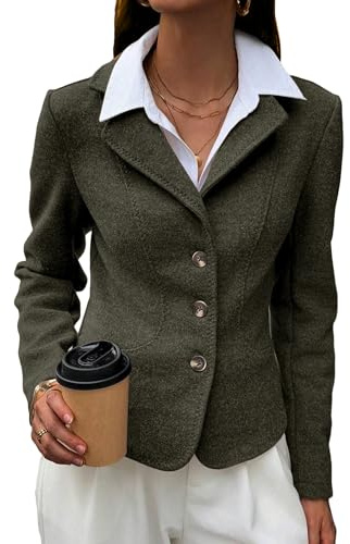Mina Self Petite Green Blazers For Women Tweed Womens Jacket 2026 Spring Cropped Trendy Fitted Blazer Short Slim Business Causal Office Work Dressy Ladies Fashion Clothes Women'S Blazers & Suit Jacket