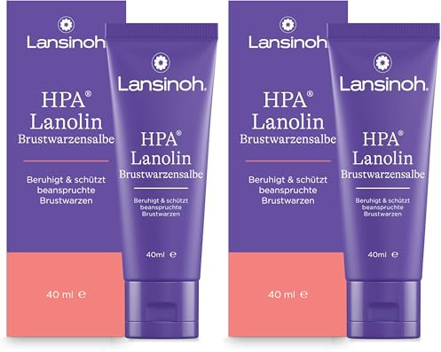 Lansinoh HPA Lanolin Brustwarzensalbe, 40 ml - beruhigt & schützt beanspruchte Brustwarzen - 100 % natürlich & klinisch getestet (Packung mit 2)