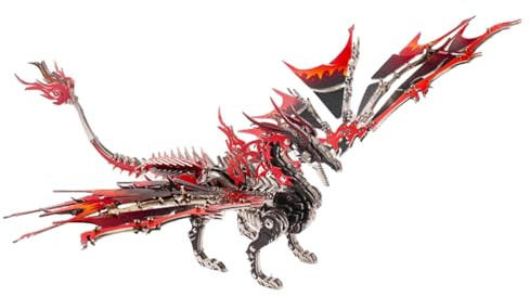 3D Metall Puzzle für Erwachsene, 3D Metall Drachen Modellbausatz, DIY Mechanischer Steampunk Drache mit Bewegliche Flügel, Dekorative Drachen Skulptur, Desktop Ornaments & Geschenke, 200+Teile