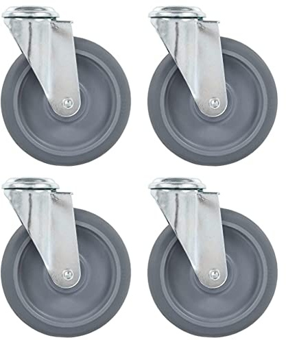 Mokuyary 4 pièce Roulettes pivotantes à trou de boulon 125 mm Roulettes pour Meubles, Roue pour Chariots et Établis -A