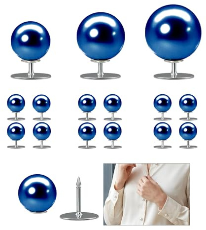 Broches para Ropa Mujer, Botones Perla sin Coser (Blue, Mixed Size*12)