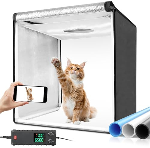 40 x 101 cm tvåfärgad LED-fotolåda, dimbar med hög färgåtergivningsindex CRI>98, fotostudiotält med 3 bakgrundskort för stora produkter, kläder, skor och porträttfotografering