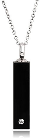 Quiges Edelstahl Memorial Cremation Urn Anhänger Esche Halter Trichter Schwarz für Einäscherung mit verstellbare Halskette 46-52cm