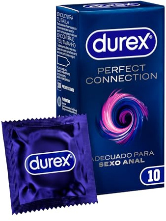 Durex Preservativos Perfect Connection, Extra Lubricados, Adecuado Para Sexo Anal, 10 condones, De Silicona, Sin fragancia