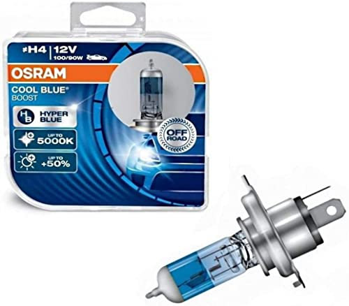 2x H4 100/90W 12V Osra.m Cool Blue Boost Hyper Blue 5000K 62193CBB-HCB Super Weiß Xenon Look Ersatz Halogen Birne für Scheinwerfer, Fernlicht, Abblendlicht, Nebelleuchte vorne - Off-Road