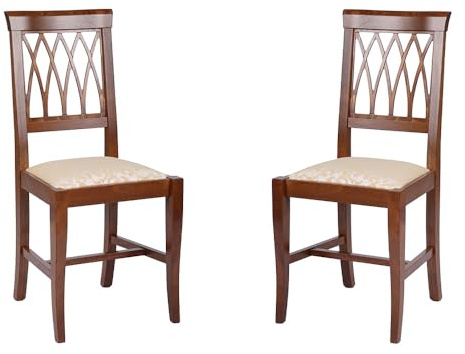 Liberoshopping Sedie Cucina in Legno faggio massello Stile Classico 43x42xH93 cm Treccia Set da 2 Pezzi (Noce Seduta Imbottita)