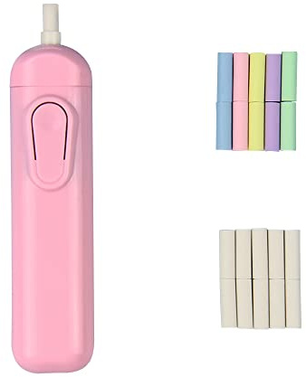Elektrischer Radiergummi mit 20x Radiergummi-Nachfüllungen, Rosa/Weiß/Gelb Automatischer Radiergummi Schulbedarf Schreibwaren Kindergeschenk ohne Batterie