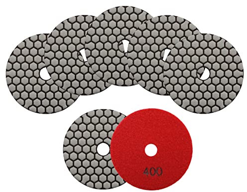 KURSTOL Almohadillas Pulido Diamante Seco - 4″/100mm 7×Discos Pulido Grano 400, Granito Mármol Piedra Artificial Cuarzo