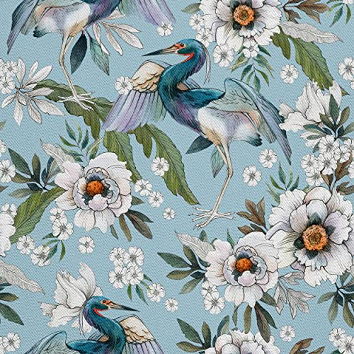HEKO PANELS Stoff Oxford wasserdicht, Reiher Blumen, 2 Meter 155 x 200 cm | Dekostoffe zum Nähen und Handwerken, blickdichte Möbelstoffe, Nähstoffe DIY, als Meterware erhältlich