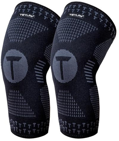 Teylam Ginocchiera per uomo/donna, set da 2, protezioni mediche per menisco, artrite, ACL, bendaggio a compressione per basket, pallavolo, yoga, corsa, gamba destra e sinistra