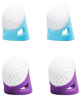Ginddy Thimbles for Hand Sewing,4 Pcs Sewing Thimbles Silicone Fingertip Thimble 2 Sizes Thumb Protectors Finger Tips Pads Guards for Sewing Needlework Quilting Crafts