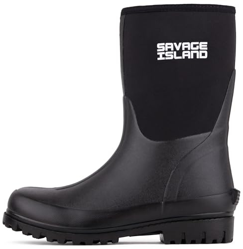 Savage Island Stivali di gomma da donna, corti, isolati, in neoprene, caldi, completamente impermeabili, Nero , 37 EU