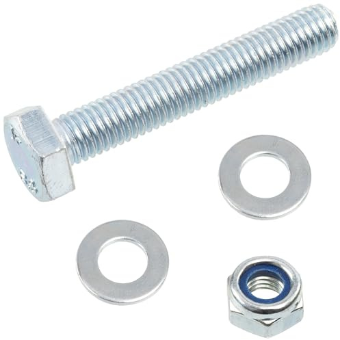 AERZETIX - Juego de 10 tornillos de cabeza hexagonal M10x60 mm + 20 arandelas + 10 tuercas hexagonales autoblocantes M10 | para bricolaje y fijación ligera | en acero