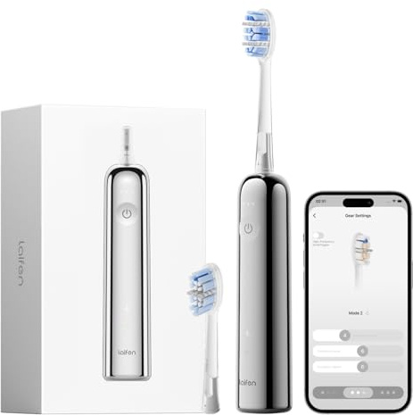 Laifen Wave Pro Sonic Electric Toothbrush for Adults – 2026 Model, 60° Oscillations for Ultra-Clean, Smart App, 70-Day Battery, 2 Brush Heads (Stainless Steel)