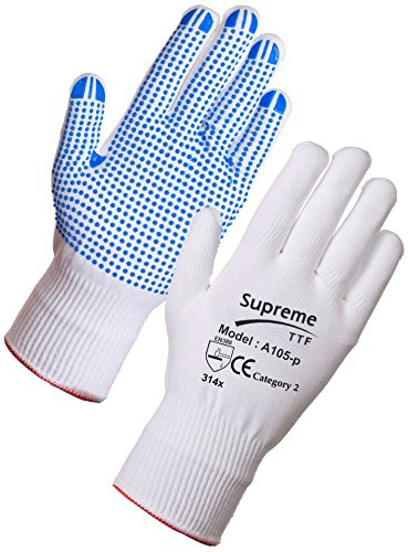20 Pairs Nylon Polka Dot Gloves Safety Picker Packer Grip Engineering (Medium)