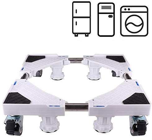 SMONTER Multifunctional Adjustable Universal Mobile Base for Tumble Dryer, Washing Machine, Refrigerator, 4 Feet+4 Wheels, White