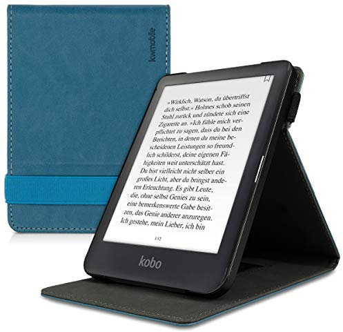 kwmobile Étui pour liseuse électronique Compatible avec Kobo Clara HD - Étui Housse Rabat liseuse Simili Cuir pétrole