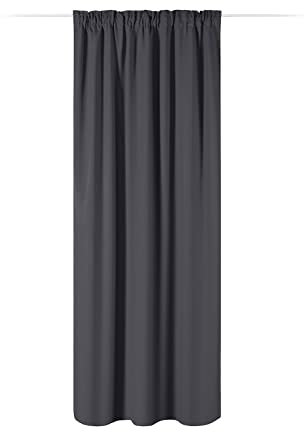 JEMIDI Vorhang blickdicht 140x250cm - Gardine mit Kräuselband Universalband - 100% Polyester Schal lang für Wohnzimmer Schlafzimmer - anthrazit