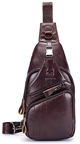 SDNAZ Herren Echtleder Brusttasche Brustbeutel Leder Schultertasche Schulter Rucksack Reisetasche Crossbody DE906