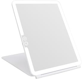 deweisn Folding Lighted Makeup Mirror with 72 LEDs 3 Colors Light Modes USB Rechargable 1800mA Batteries Portable Ultra Thin Compact Vanity Mirror Dimmable Travel Mirror