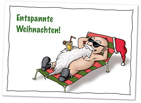 bernsteinfee-CARDS Postkarten-Set Relaxte Weihnachten - Set von 10 Postkarten zum Versenden ganz entspannter Weihnachtsgrüße mit gechilltem Weihnachtsmann, nur kein Stress an Weihnachten (10 Stück)