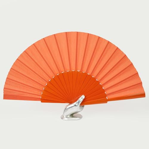 ALMACENES CASA ANGEL Abanico PERICÓN DE Madera EN Colores Lisos DE 59cm (Naranja, 1 Unidad)