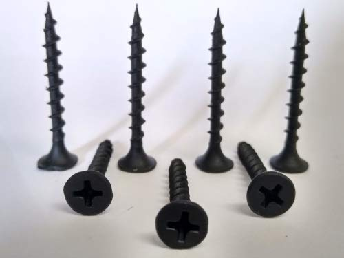 Shorpioen 100-Pack 8 x 1 1/4 Phillips Bugle Head Coarse Thread Drywall Screw Black Phosphate Particle Board BC-0820CPG