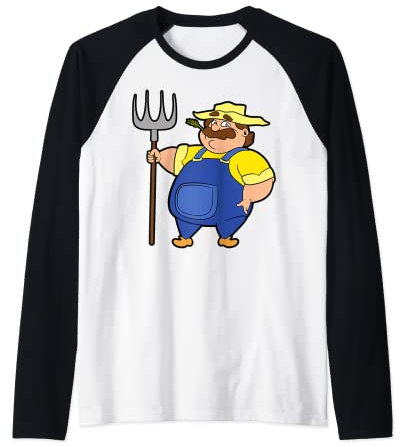 Pitchfork Hayfork Agriculture Husbandman Farmer Farm Farming Raglan Baseball Tee