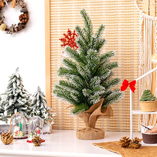 GOPLUS Mini Weihnachtsbaum, Künstlicher Weihnachtsbaum klein mit Schnee & Zement-Basis, Christbaum für Weihnachten, Tannenbaum Weihnachtsdeko für Zuhause, Büro & Geschäfte