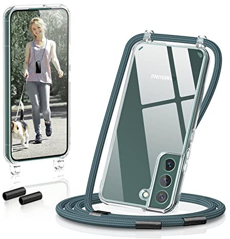 GOODVISH Handykette kompatibel mit Samsung Galaxy S22 6,1 Display | Necklace Hülle mit Band Handyhülle für zum Umhängen | Transparent Case mit Schnur | Kameraschutz und Bildschirmschutz | Blau