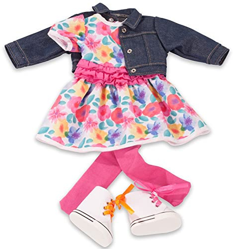 Götz 3403336 Combinaison Flower Happy - Taille de vêtements de poupée. XL - Ensemble vêtements et Accessoires 5 pièces pour poupées Debout 45-50 cm