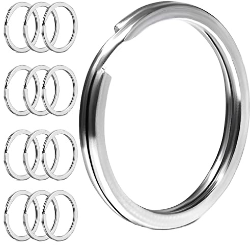 20Pcs Porte-clés 304, Anneaux Ф25mm, plats pour toutes sortes de clés, Bricolage, Artisanat (Couleur Primaire en Acier Inoxydable)