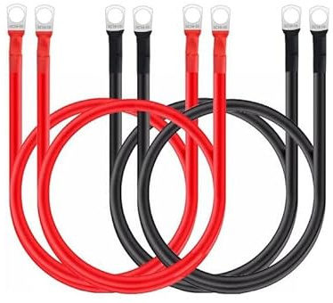 Yuhtech Auto Batteriekabel, 4 Stück Batteriekabel 50 cm 16mm² Rote und Schwarze Kabel mit Ringklemmen Kupferdraht für LKW Motorrad Wohnmobil Marine