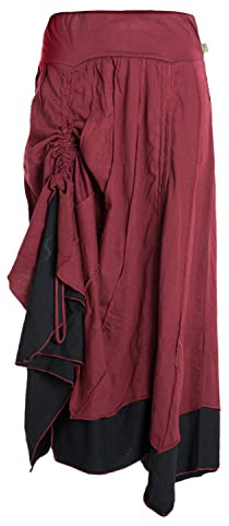 Vishes - Alternative Bekleidung - Langer Damen Rock Lang Längenverstellbar zum Hochschieben Raffen
