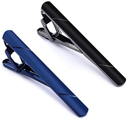 LONSVTTU 2 Stück Krawattenklammer Herren Krawattennadel mit Geschenkbox für Valentinstag, Weihnachten, Geschenk Krawattennadel klassischer Business-Stil Krawattenklammer für Herren（Schwarz+Navy blau）