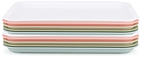KEILEOHO Lot de 10 Plateaux de Service rectangulaires en Plastique de 30 x 23 cm pour Restauration Rapide, café, Maison, hôtel, Restaurant, 5 Couleurs