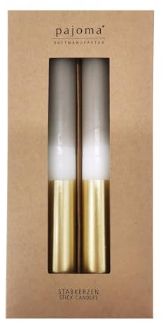 4 candele a stelo in colore beige-bianco-oro | altezza 9,5 cm Ø 2,3 cm | durata 5 ore – 3 candele colorate | qualità premium | pajoma