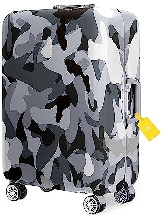 FANSU Kofferhülle Kofferschutzhülle, Camouflage Muster Elastisch Gepäckabdeckung Koffer Koffer Schutzhülle mit Reißverschluss Gepäck Cover Kratzfester (Grau,XL(30~32 Zoll))