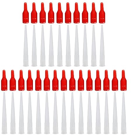 25er-Pack Kartuschendüsen, 25er-Pack Rote Düsenkappen, Dichtungswerkzeug, Kartuschendüsen, Silikondüsen, Ersatzdüsen, Dichtungskappen-Düsenkappen, Haushaltsdichtmittel