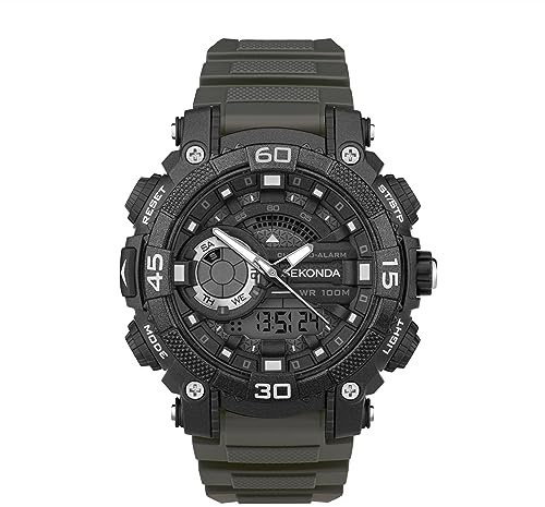 Sekonda Malvern 49mm Mens Ani-Digi Quartz Lightweight Sports Watch with Backlight Day Date Function Alarm Stopwatch 100m Water Resistant | Analogue and digital dual display, backlight, alarm, 100 metres water resistance