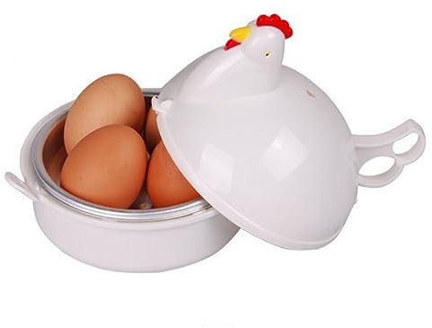 Homsfou Eierkocher Mikrowelle Eierdampfer FüR 1-4 Eier Schnelles Und Einfaches Eierkochen in 5-7 Minuten Lebensmittelgeeignetes Material Perfekt FüR FrüHstüCk Und Snacks